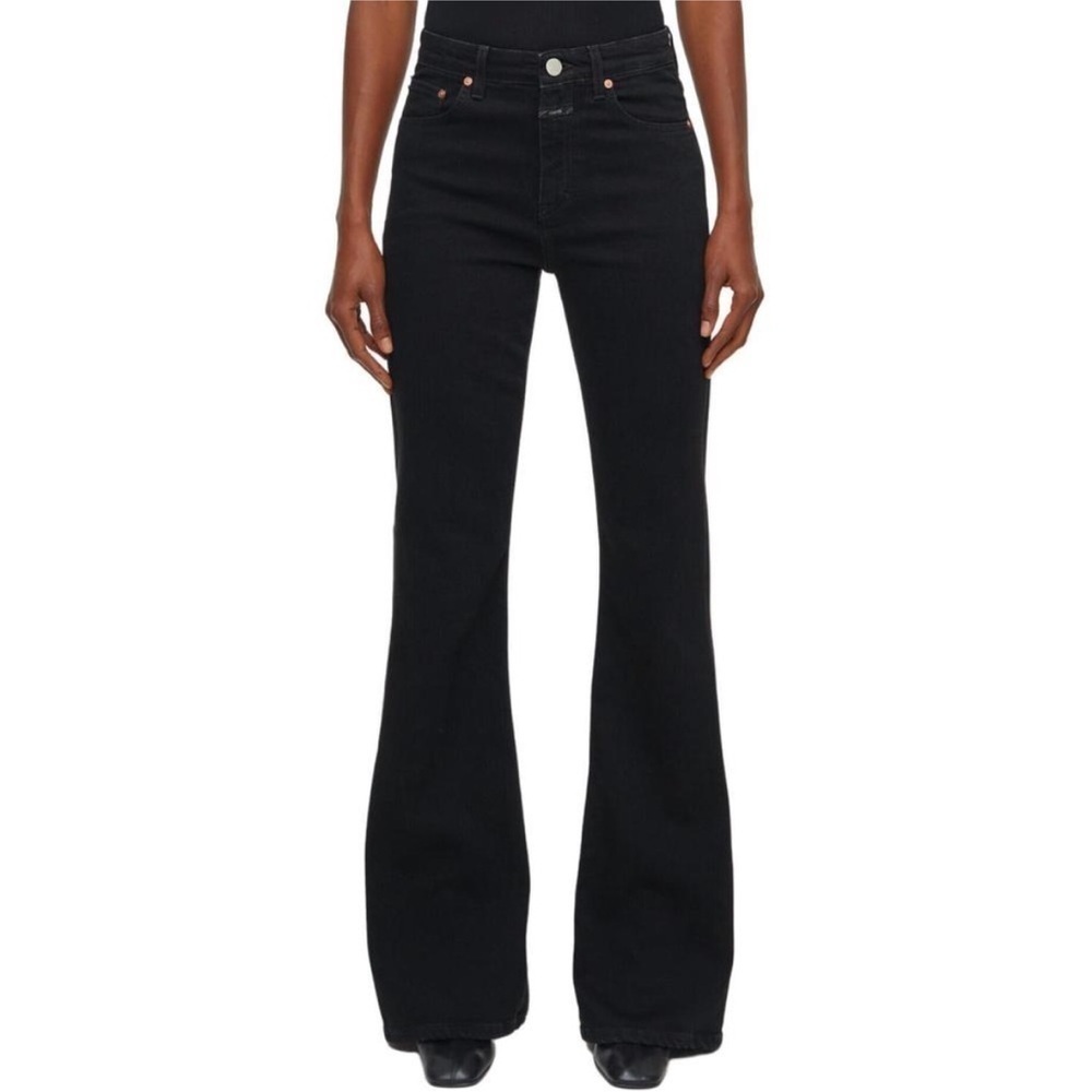 Closed Rawlin Super Stretch High Rise Flared Jeans Dark Gray Black 27